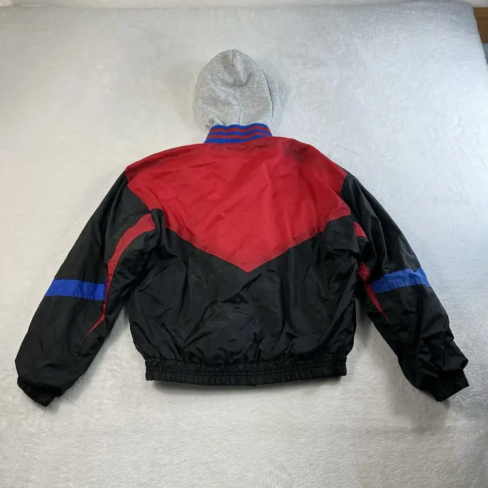 Vtg‎ 90s Athletic Boys L 14/16 Works Youth Jacket Layered Look Track Lined Black